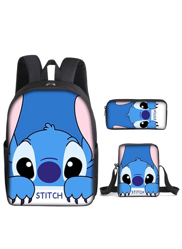 Y&D 3 Piece Stitch 3D Print Insulated Lunch Backpack Set Multicolour