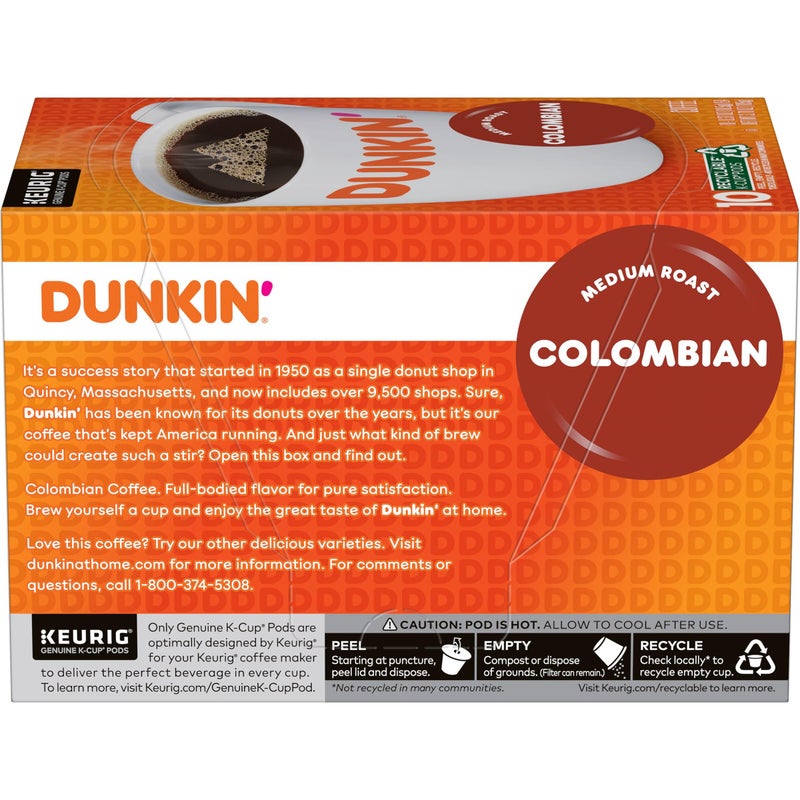 Dunkin' Colombian Medium Roast Coffee, 60 Keurig K-Cup Pods - Image 2