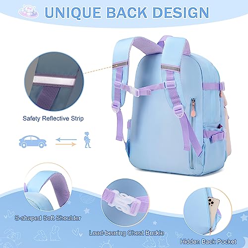 FIXITOK Girls Backpack Set, 3PCS Kids Backpacks for Girl, Cute Bunny School Backpack for Girls Kids Teen Kindergarten Elementary Preschool Middle School Bags with Lunch Box Pencil Case Blue - Image 5