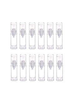 Elandy 12Pcs Portable Empty Refillable Clear Plastic Airless Vacuum Pump Bottle Cosmetic Make-up Cream Lotion Sample Packing Toiletries Liquid Storage Container Vial Jars(5ml/0.17oz) 