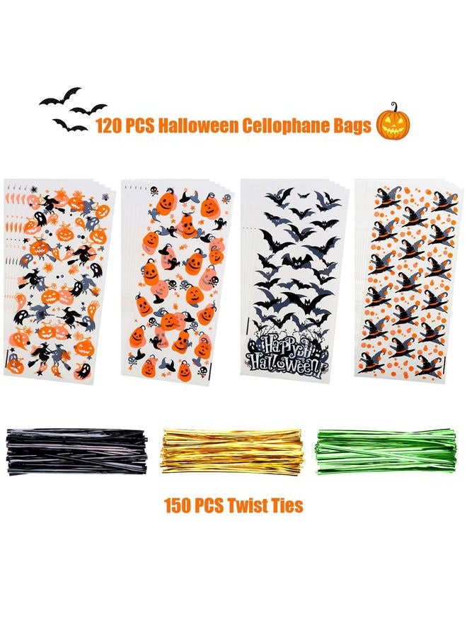 STEFORD Halloween Cellophane Bags,120PCS Halloween Clear Cellophane Candy Gift Treat Bags for Halloween Party Favors Supplies - Image 2
