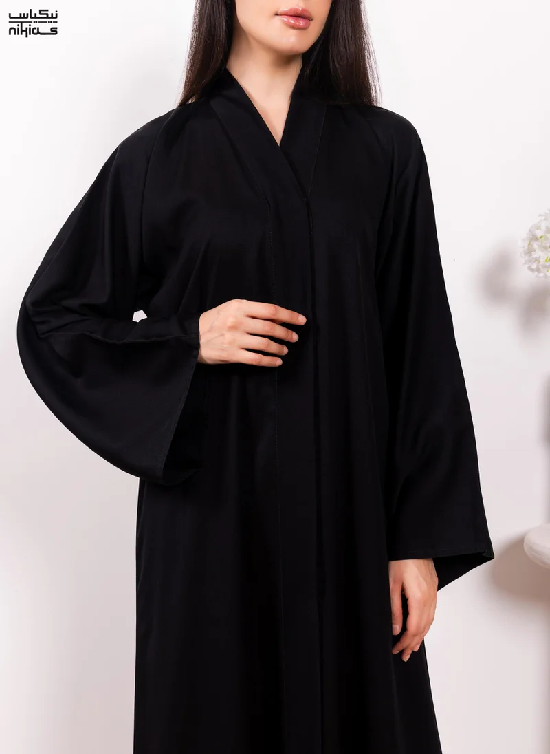 Nikias  Nikias Classic Nida fabric abaya featuring a front band and full button closure for Women | Best Price UAE