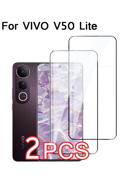2 Pcs Screen Protector for Vivo V50 Lite 5G (6.77 Inch), 9H Hardness Tempered Glass Screen Film, Highly Clear, Anti-Scratch, Bubble Free