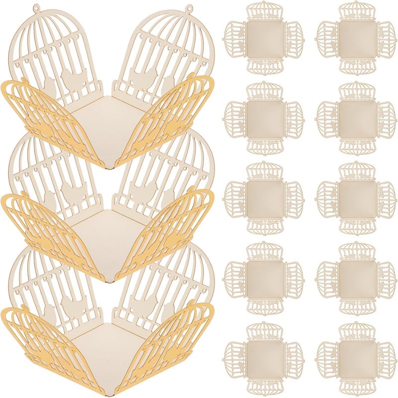 HOOWIFFY 50pcs Decorative Chocolate Candy Boxes with Truffle Wrappers Gold Hollow Love Bird Cage Design for Wedding Party Dessert Packaging - Image 1