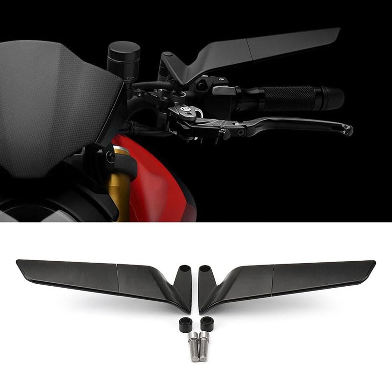 Motorcycle Universal Side Mirrors Rotating Rearview Mirrors with Handlebar Mount Kits Fits for Ducati Streetfighter V2Streetfighter V4Streetfighter V4 SMonster 937937 SP Naked Bike Wing Mirrors