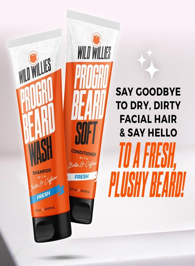 Wild Willies PROGRO Beard Shampoo and Conditioner Kit - Fortified w/Caffeine & Biotin - Strengthening, Flake-Free, Moisturizing Beard Wash and Conditioner for Men, 2 x 5oz Tubes - Image 2