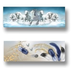 Ameedarshan Polyester Printed Air Conditioning Dust Cover Folding Designer Ac Cover For Indoor Split Ac 1.5 Ton (97X 31X 21 Cm ) (7 Horse & Butterflies) - Image 1