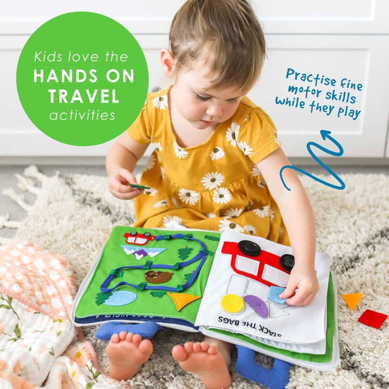 Curious Columbus Quiet Book – Away We Go Busy Book for Toddlers, Montessori Airplane Travel Toy for Preschool and Early Learning - Image 2