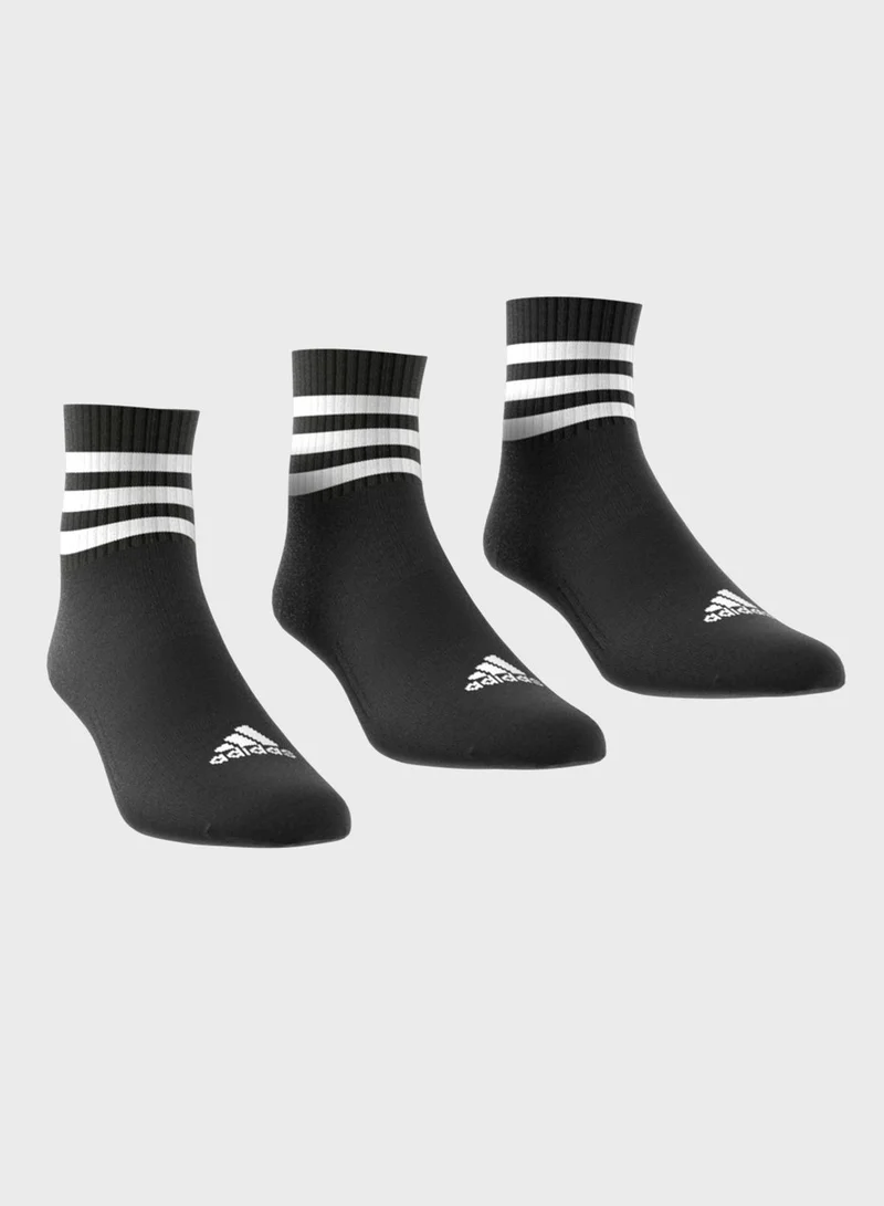 adidas 3-Stripes Cushioned Sportswear Mid-Cut Socks 3 Pairs