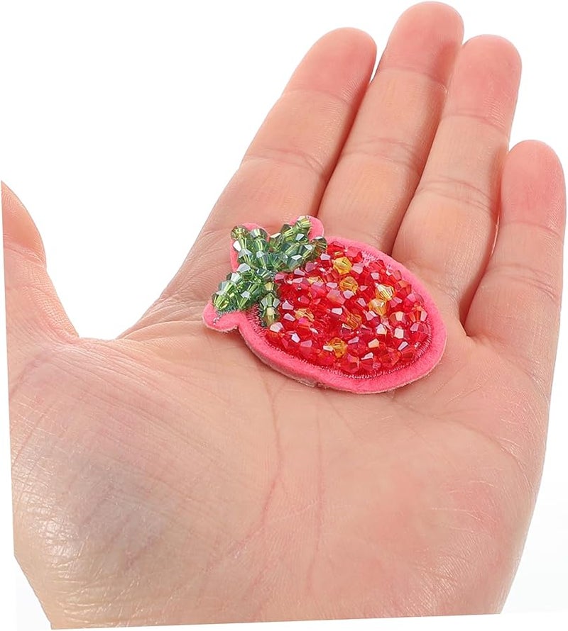 4 قطع لطيفة من رقع الفراولة الحديدية للثياب والحقائب، تطريز تطبيق تفصيل ذاتي - Image 4