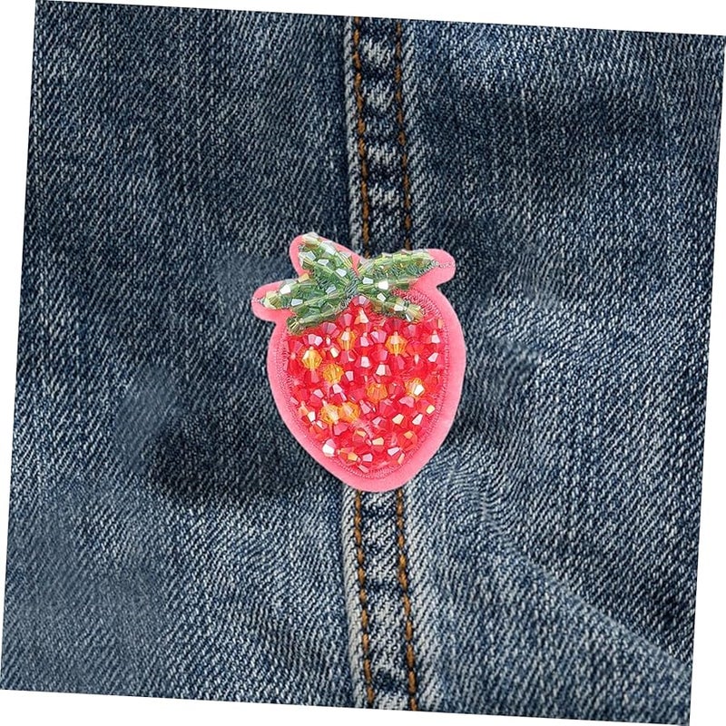 4 قطع لطيفة من رقع الفراولة الحديدية للثياب والحقائب، تطريز تطبيق تفصيل ذاتي - Image 5
