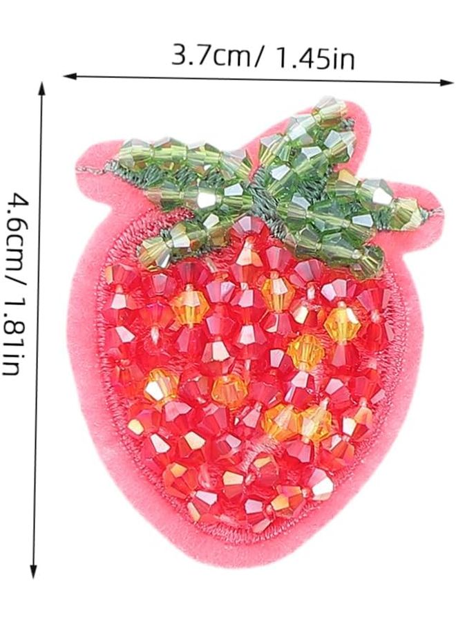 4 قطع لطيفة من رقع الفراولة الحديدية للثياب والحقائب، تطريز تطبيق تفصيل ذاتي - Image 3