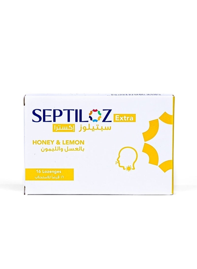 Septiloz Extra Honey & Lemon Lozenges - Fast Sore Throat Relief - 16 Count - Image 2