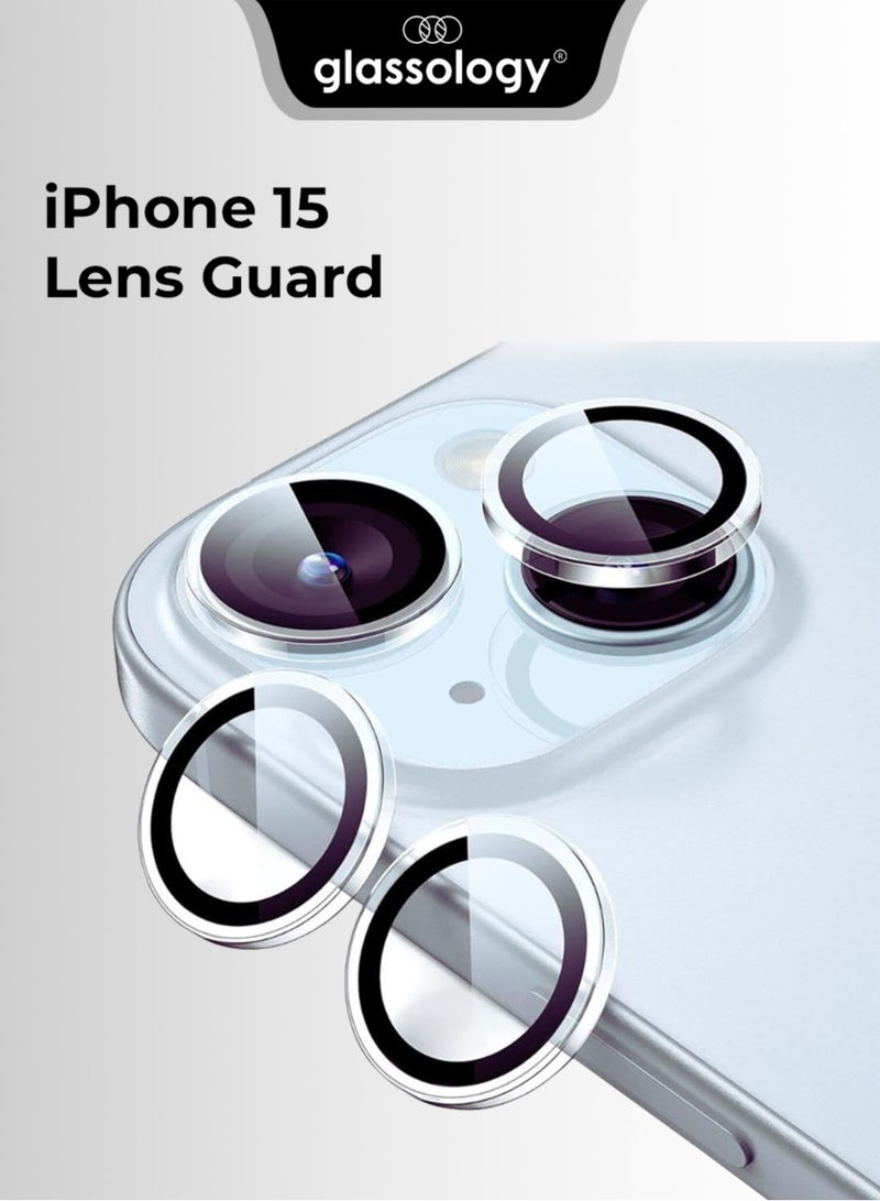 glassology واقي شاشة عدسة الكاميرا لهاتف iPhone 15 /15 Plus 9H Hardness شفاف عالي الدقة واقي من الزجاج المقوى لا يؤثر على اللقطات الليلية - Image 1