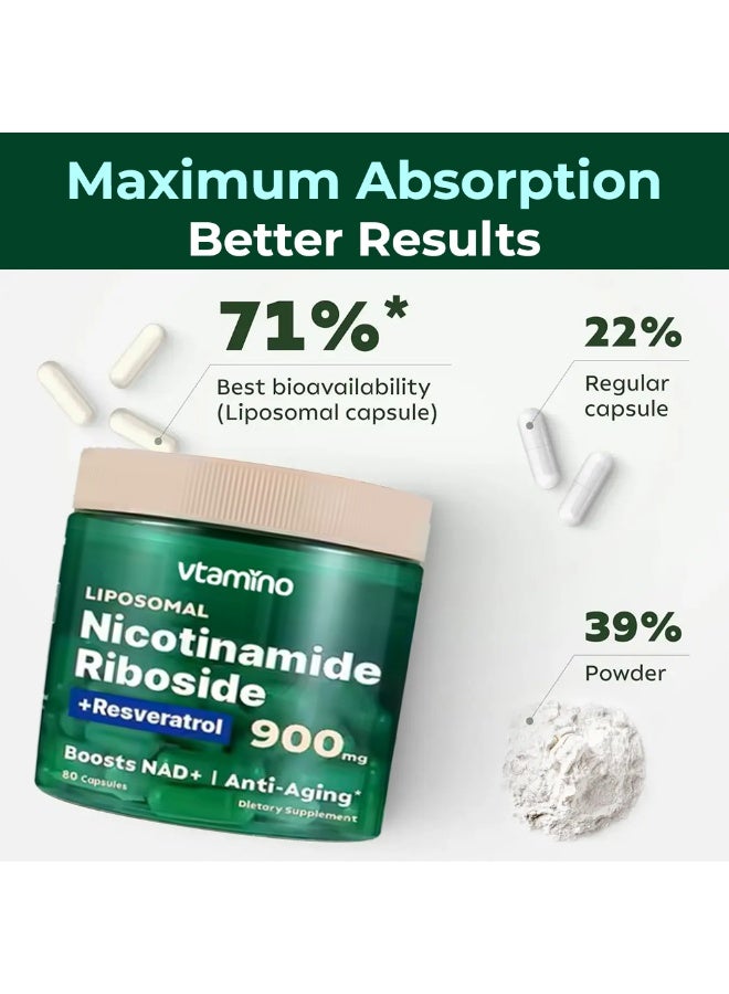 Vtamino NAD+ Beauty Capsules – Daily Antioxidant Support with Nicotinamide Riboside, Resveratrol & Quercetin for Skin Brightening & Cellular Renewal - Image 4