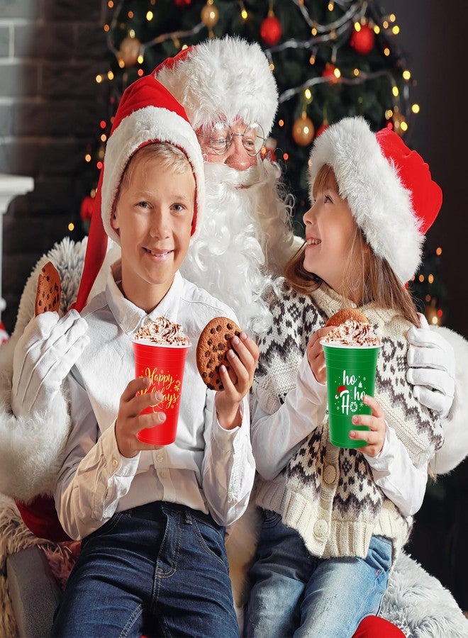 Whaline 48Pcs Christmas Plastic Cups 16oz Merry Xmas Theme Red Green White Disposable Cups Decorative Holiday Party Cups for Hot Cold Drinks Coffee Juice Beer Candy Snacks - Image 5