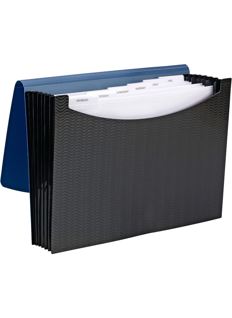 Smead Smead Poly Expanding File 6 Dividers Flap and Cord Closure Letter Size Wave Pattern BlueBlack 70872  - Image 4
