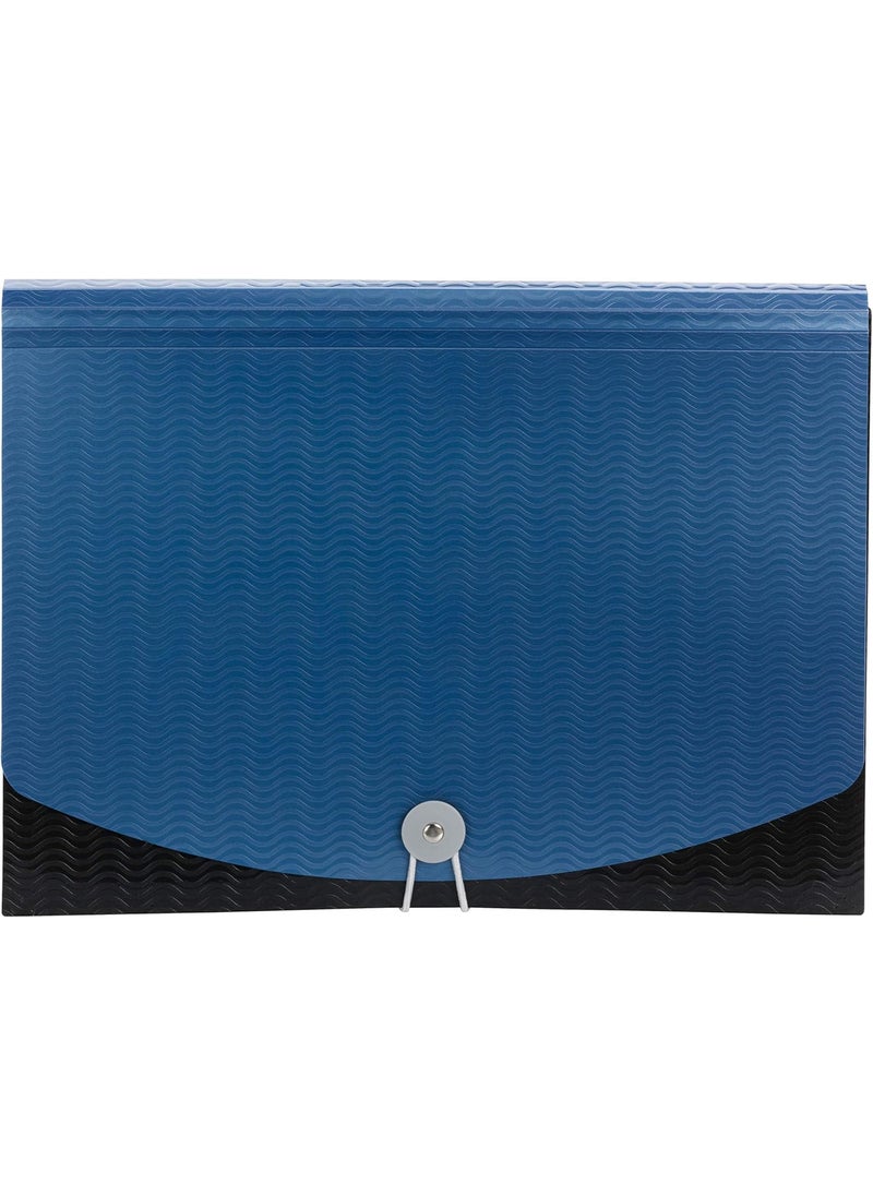 Smead Smead Poly Expanding File 6 Dividers Flap and Cord Closure Letter Size Wave Pattern BlueBlack 70872  - Image 2