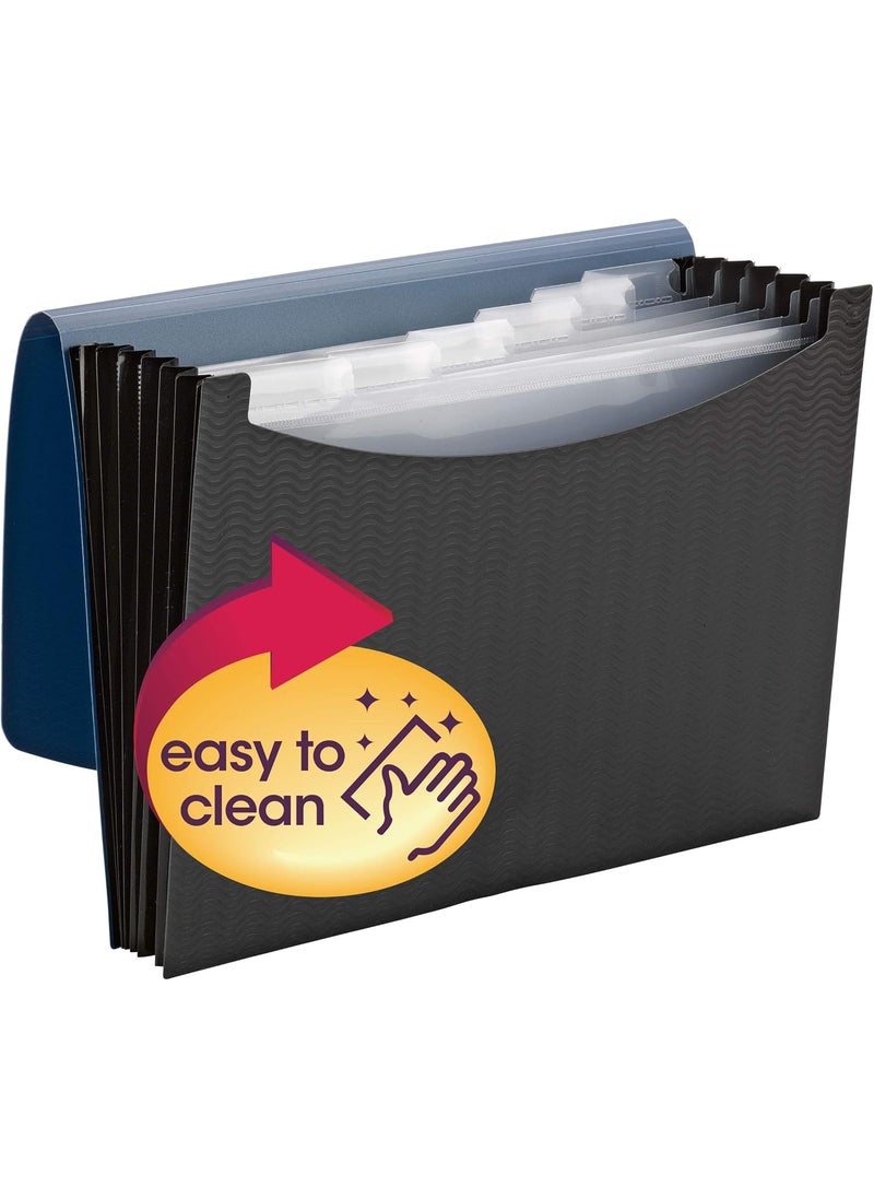 Smead Smead Poly Expanding File 6 Dividers Flap and Cord Closure Letter Size Wave Pattern BlueBlack 70872  - Image 3