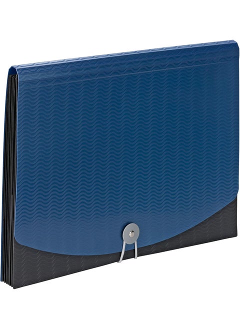 Smead Poly Expanding File 6 Dividers Flap and Cord Closure Letter Size Wave Pattern BlueBlack 70872