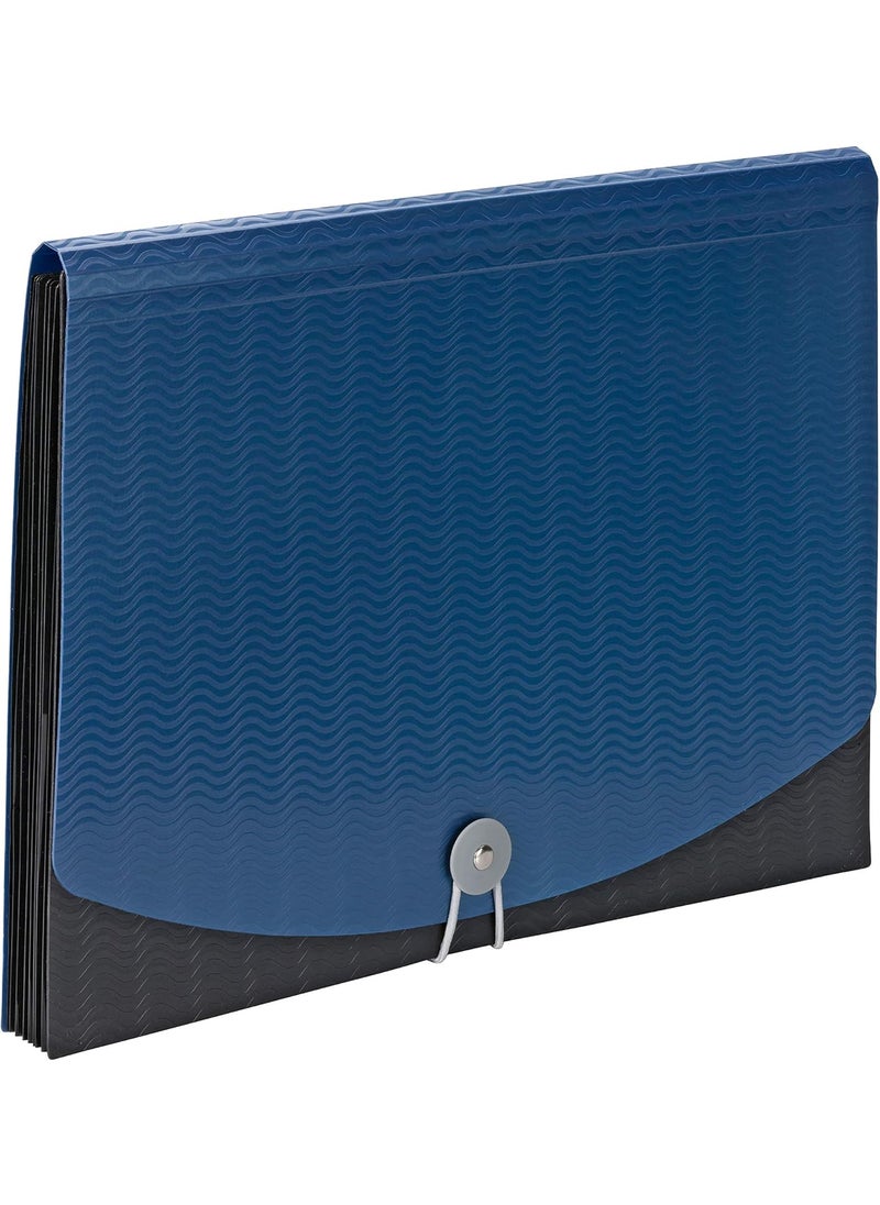 Smead Smead Poly Expanding File 6 Dividers Flap and Cord Closure Letter Size Wave Pattern BlueBlack 70872  - Image 1