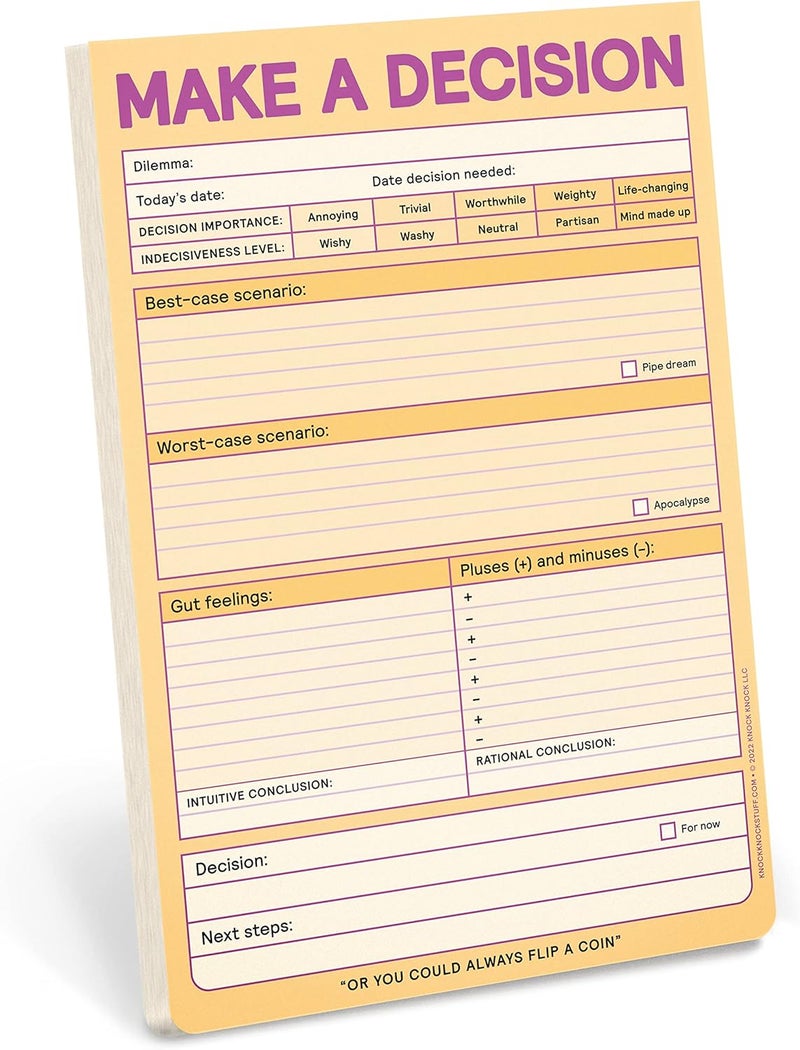 نوك نوك Knock Knock Make a Decision Pad, Checklist Funny Office Notepads (Pastel Version), 6 x 9-inches - Image 1