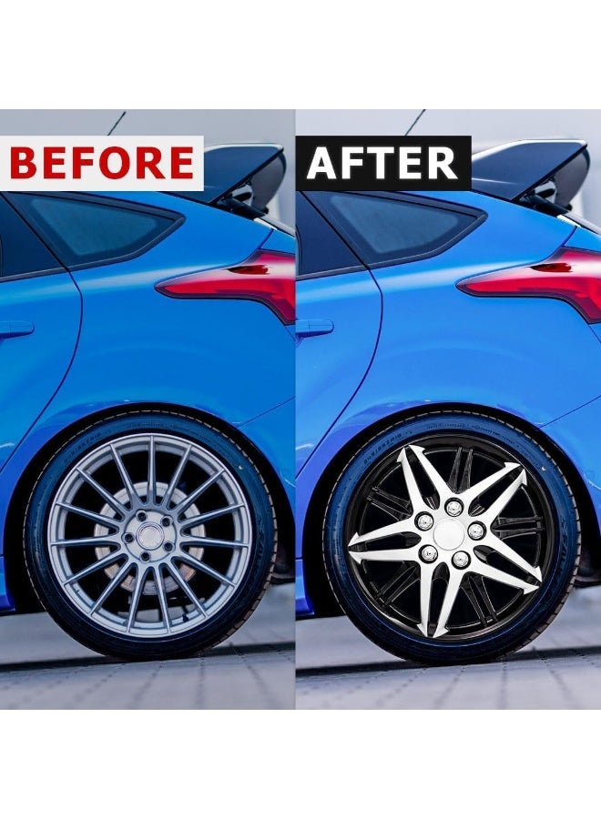 Wheel Covers, Black and Silver Sport Design, Set of 4 - Image 2