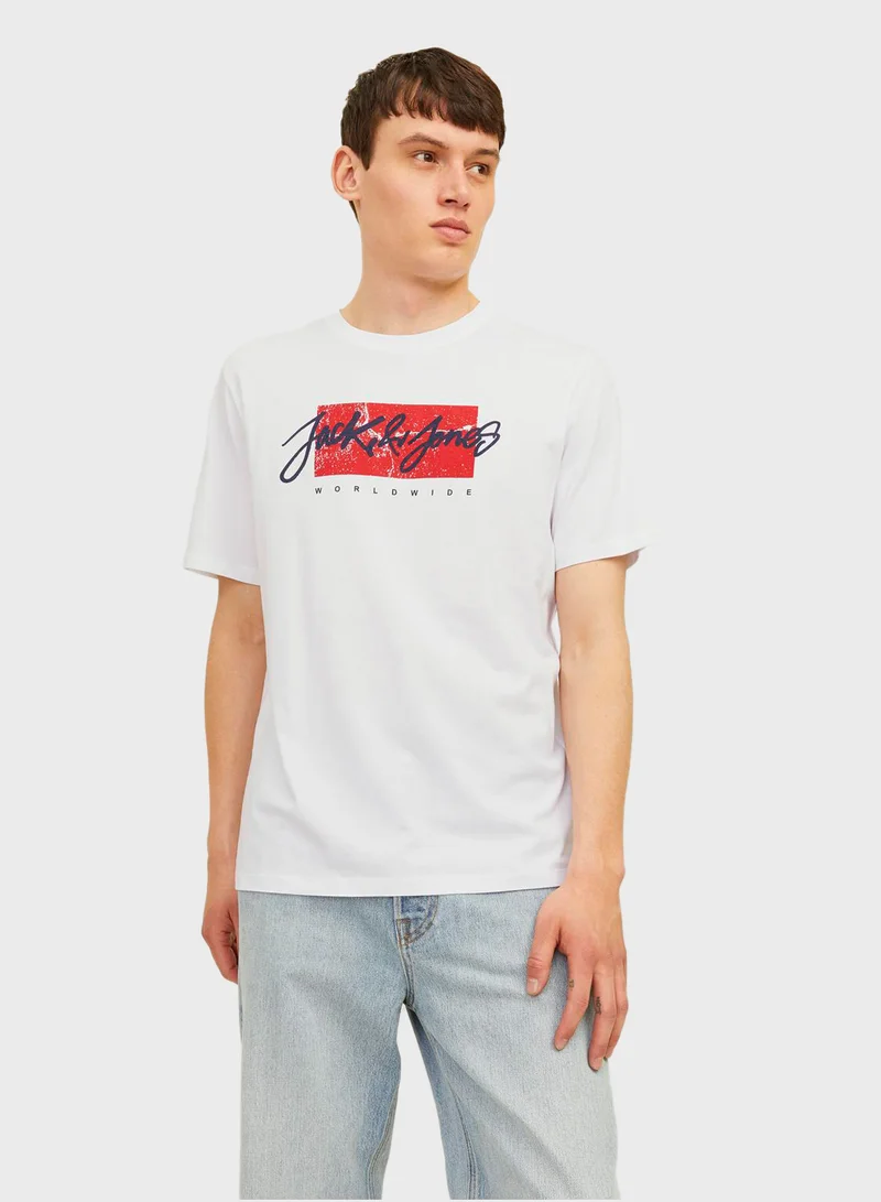JACK & JONES Jjtiley Graphic Printed Short Sleeve T-Shirt
