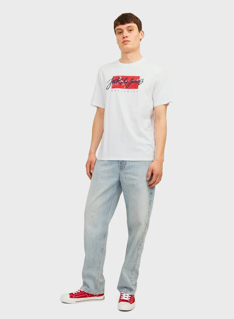 JACK & JONES Jjtiley Graphic Printed Short Sleeve T-Shirt