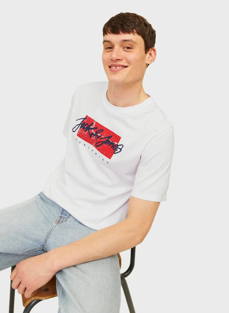 JACK & JONES Jjtiley Graphic Printed Short Sleeve T-Shirt