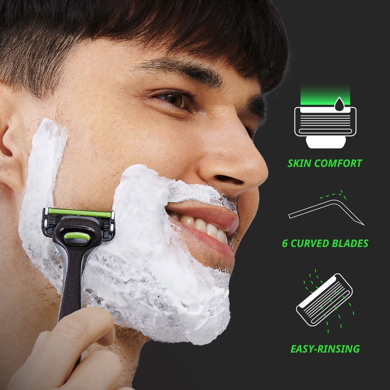 Dorco Pace 6 Pro - Six Blade Razor System with Trimmer - 10 Pack (1 Handle + 10 Cartridges) - Image 5