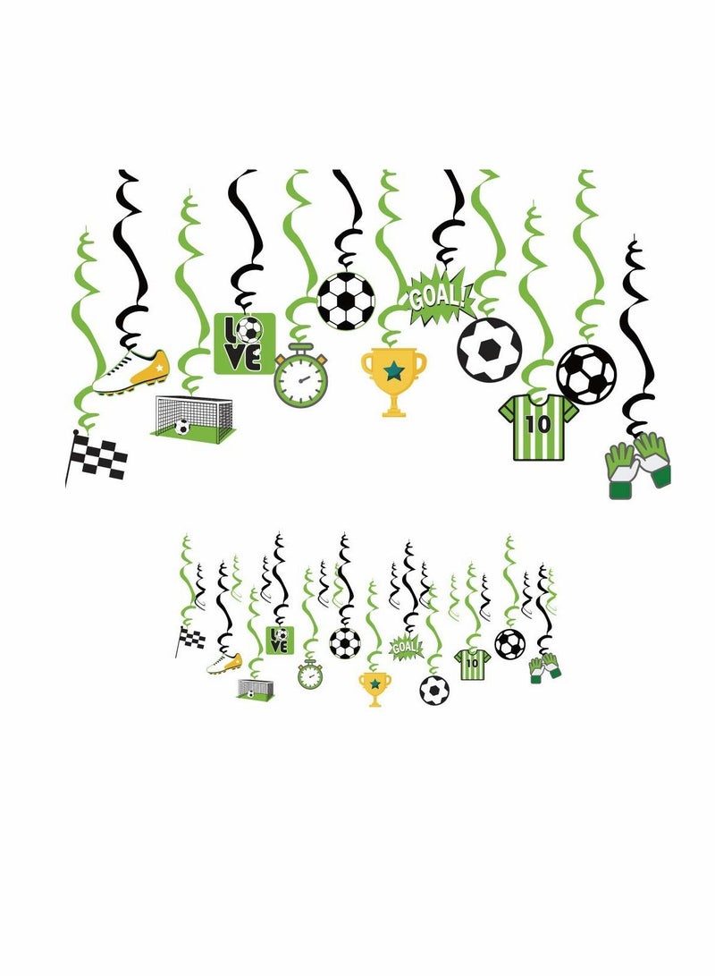 SYOSI Soccer Themed Hanging Foil Swirls Decoration Soccer Boys Kids Birthday Baby Shower Party Decoration (24Pcs) - Image 1