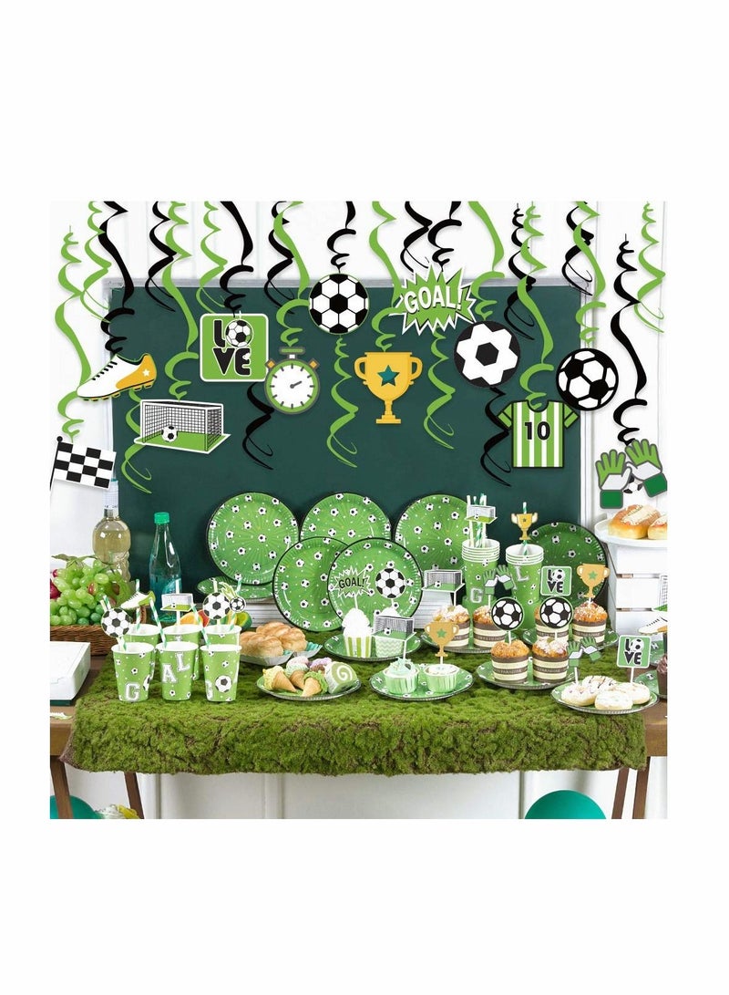 SYOSI Soccer Themed Hanging Foil Swirls Decoration Soccer Boys Kids Birthday Baby Shower Party Decoration (24Pcs) - Image 2