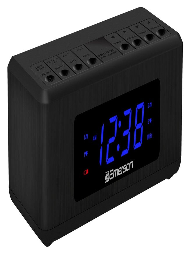 Emerson CKS2023AM/FM Dual Alarm Clock Radio with 0.6" Blue LED Display, 4-Level dimmer, and Wake to Radio/Buzzer Alarm, Black - Image 1