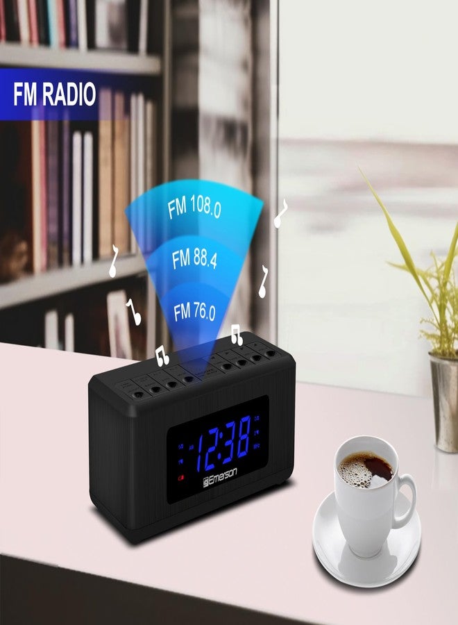 Emerson CKS2023AM/FM Dual Alarm Clock Radio with 0.6" Blue LED Display, 4-Level dimmer, and Wake to Radio/Buzzer Alarm, Black - Image 5