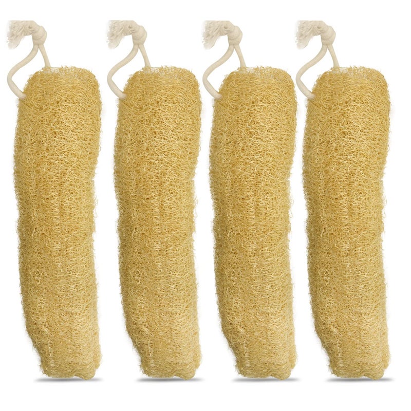 Eddika Natural Loofah for Bathing Exfoliating Scrubbers | Organic Bath Sponge for Spa Shower | Face, Back and Body Scrubber | Eco-Friendly (4 Extra Large Reusable Body Scrubbers) - Image 1
