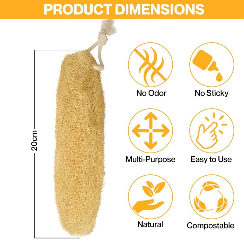 Eddika Natural Loofah for Bathing Exfoliating Scrubbers | Organic Bath Sponge for Spa Shower | Face, Back and Body Scrubber | Eco-Friendly (4 Extra Large Reusable Body Scrubbers) - Image 2