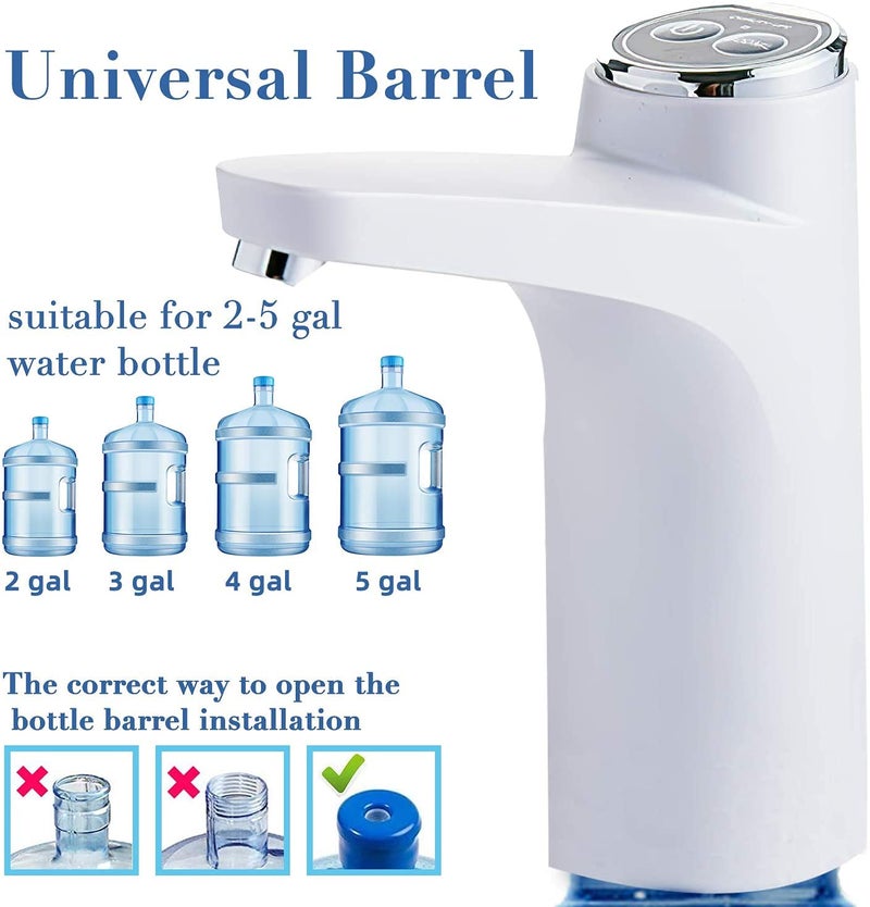 Hoteon Automatic Water Dispenser Pump Drinking Water Can, Rechargeable Battery,Hassle-Free,Easy Clean,Avoid Bacterial Retention & Portable Water Pump Home,Outdoor,Office Etc (White) - 600 Ml - Image 2
