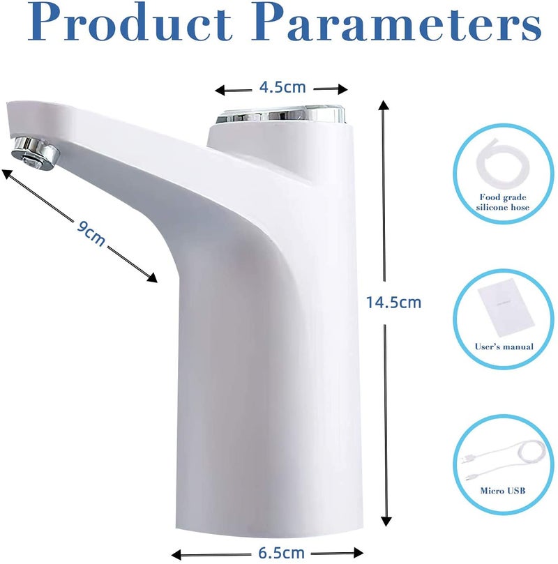 Hoteon Automatic Water Dispenser Pump Drinking Water Can, Rechargeable Battery,Hassle-Free,Easy Clean,Avoid Bacterial Retention & Portable Water Pump Home,Outdoor,Office Etc (White) - 600 Ml - Image 3