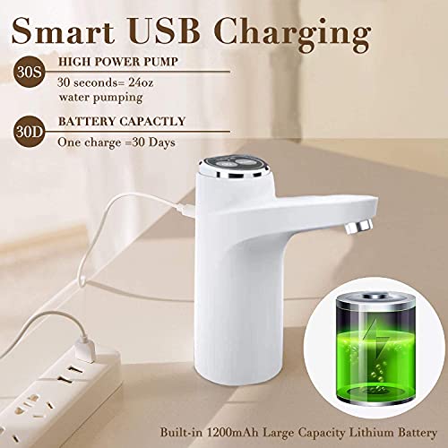 Hoteon Automatic Water Dispenser Pump Drinking Water Can, Rechargeable Battery,Hassle-Free,Easy Clean,Avoid Bacterial Retention & Portable Water Pump Home,Outdoor,Office Etc (White) - 600 Ml - Image 5