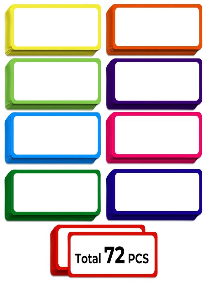 Utron 72PCS Magnetic Dry Erase Labels, 3.2"x1.2" Reusable Colorful Name Plates, Waterproof Magnetic Label Stickers for Home, Office, School, Refrigerator, Locker, White Board (9 Colors) - Image 1