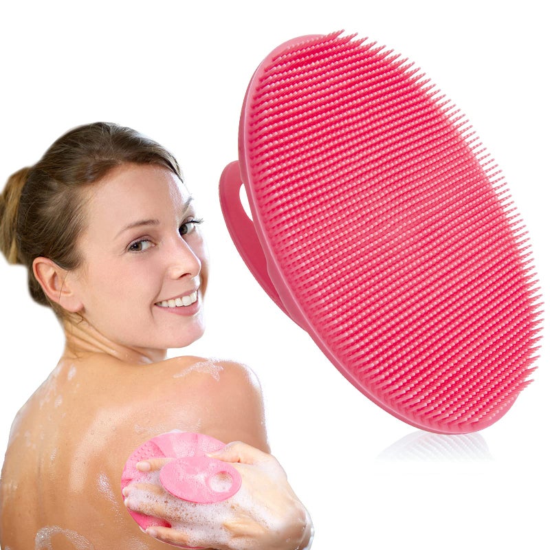 INNERNEED Soft Silicone Body Cleansing Brush Shower Scrubber Gentle Exfoliating and Massage for All Kinds of Skin Pink