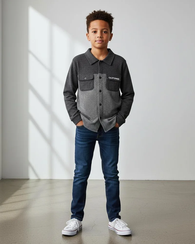 Redtag Boys Charcoal shirt jacket