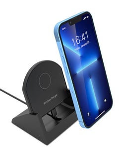 Generic Fast Wireless Charger，20W Max Fast Wireless Charging Stand with 3 Charging Ports，Supports Wired Charging and Wireless Charging，Compatible with iPhone 14/13/12/12 Pro Max/12 Mini/11/XR/X etc（Black)  - Image 4