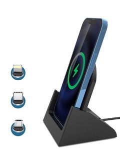 Generic Fast Wireless Charger，20W Max Fast Wireless Charging Stand with 3 Charging Ports，Supports Wired Charging and Wireless Charging，Compatible with iPhone 14/13/12/12 Pro Max/12 Mini/11/XR/X etc（Black)  - Image 2
