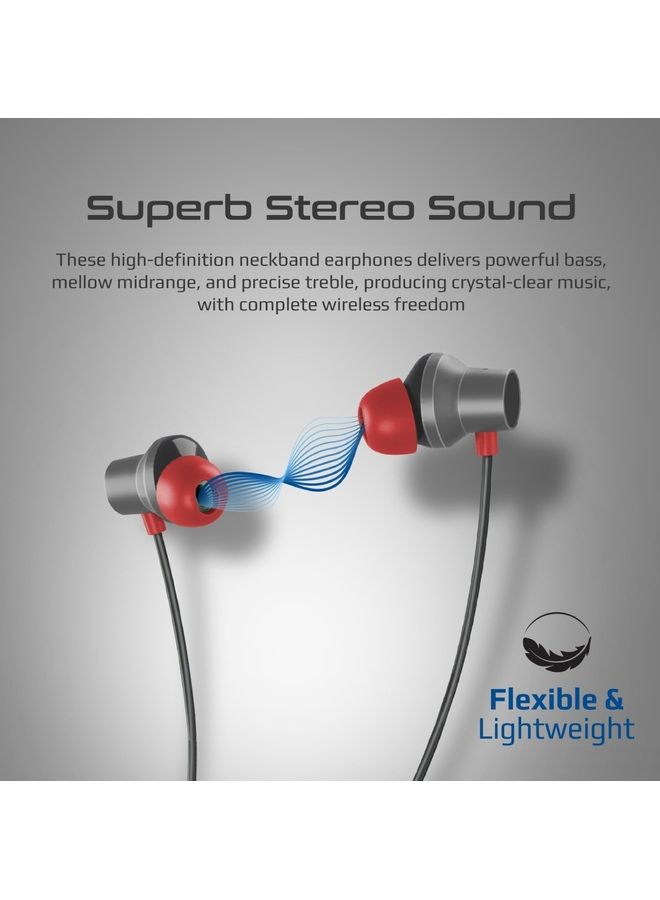 PROMATE Bluetooth Neckband Earphones,High-Fidelity Active Noise Cancelling with Sweat and Rain Resistance,Anti-Slip Silicone,35H,Playtime for Apple,Samsung,Huawei,Velcon Black - Image 2