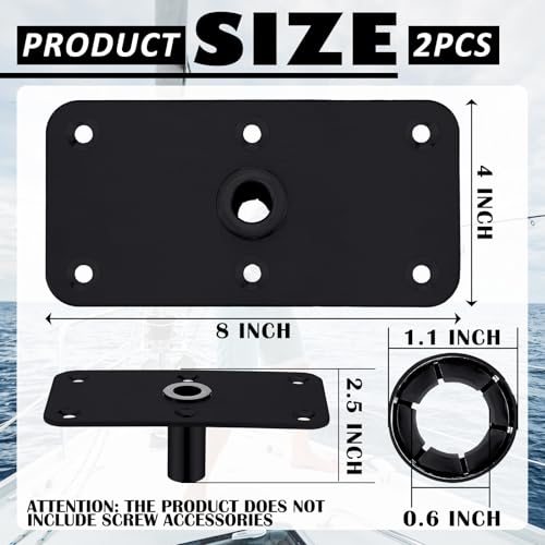 MorningRo 2 Pcs Boat Seat Base Mount Boat Seat Pedestal Base Mount Plate for 34 Pin Post Socket Heavy Duty Marine Pedestal Accessories for Marine FishingBlack4x 8 - Image 3