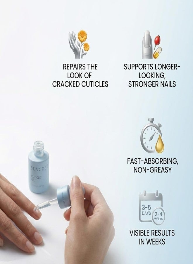 SEACRET Cuticle Oil with Precision Dropper Applicator - Fast-Absorbing Oil for Dry, Cracked Nails, Non-Greasy Nail Care Treatment with Dead Sea Minerals, Calendula, Rosehip & Vitamin E, 0.68 fl oz - Image 4