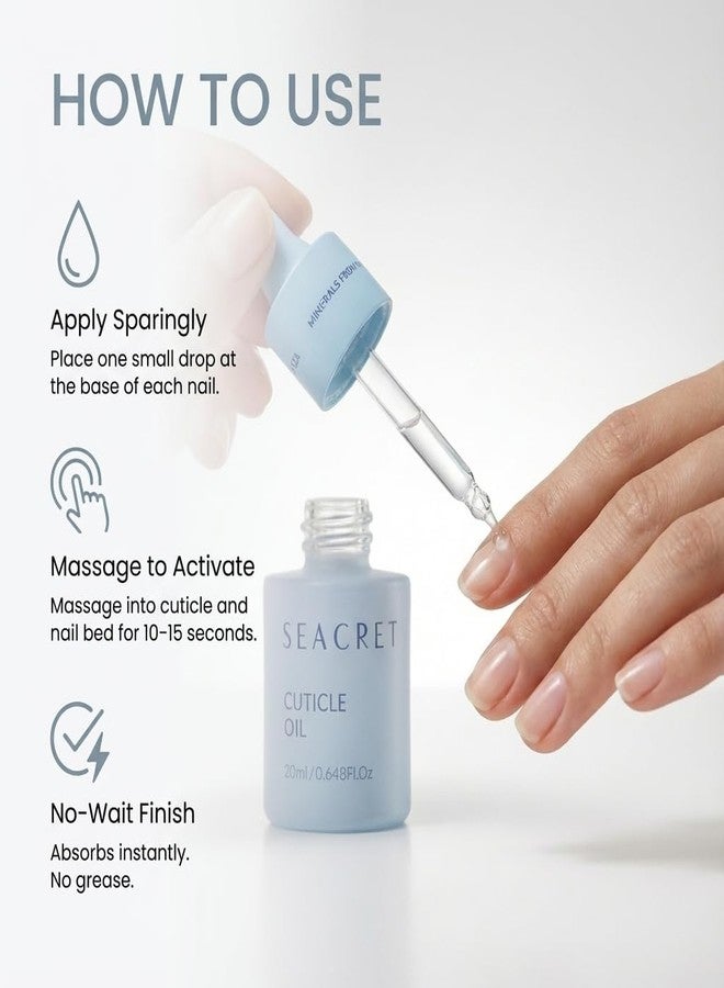 SEACRET Cuticle Oil with Precision Dropper Applicator - Fast-Absorbing Oil for Dry, Cracked Nails, Non-Greasy Nail Care Treatment with Dead Sea Minerals, Calendula, Rosehip & Vitamin E, 0.68 fl oz - Image 3