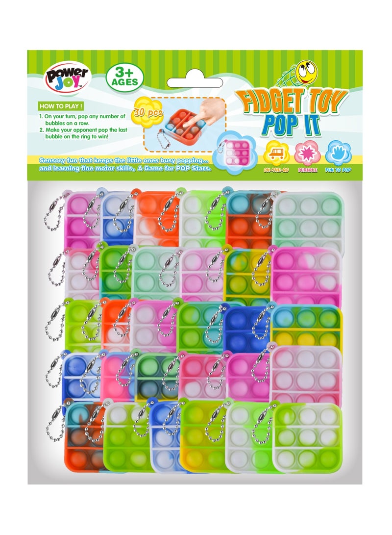 Power Joy Fidget Toy Pop It 30-Pieces | Develops Sensory Skills | Entertaining Toy | Pop-It Keychain | Squeeze Toy | Stress Relief Toys for Kids - Image 1
